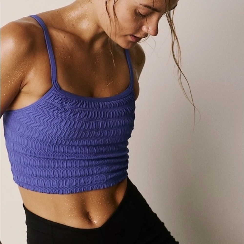 EUC FP Movement by Free People Femme Ruched Tank Twilight Sky Size XL